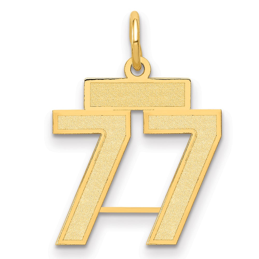 10K Gelbgold Klein Satiniert Zahl 77 Charm