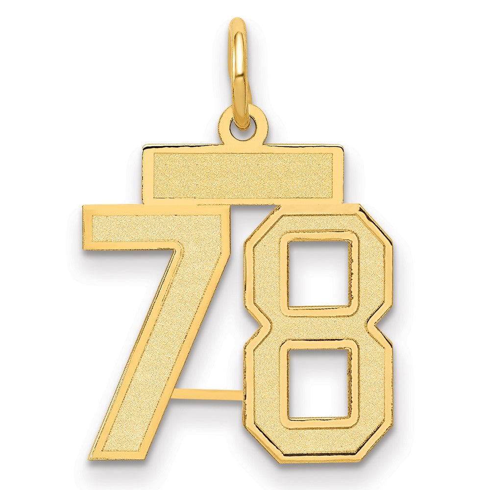 14K Gelbgold Klein Satiniert Zahl 78 Charm