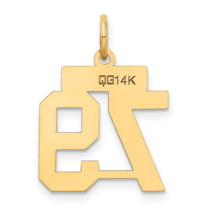 14K Gelbgold Klein Satiniert Zahl 79 Charm