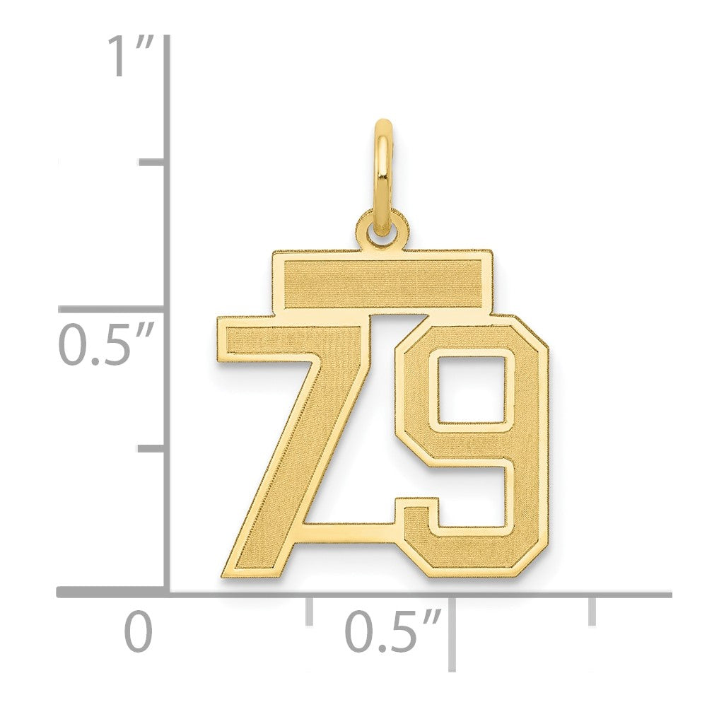 14K Gelbgold Klein Satiniert Zahl 79 Charm