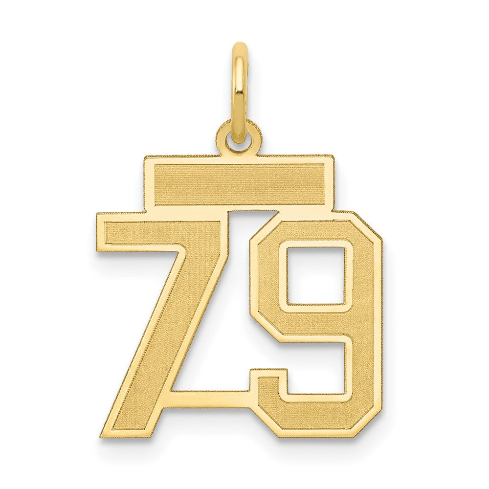 14K Gelbgold Klein Satiniert Zahl 79 Charm