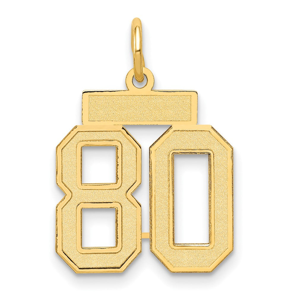 14K Gelbgold 14K Klein Satiniert Zahl 80 Charm