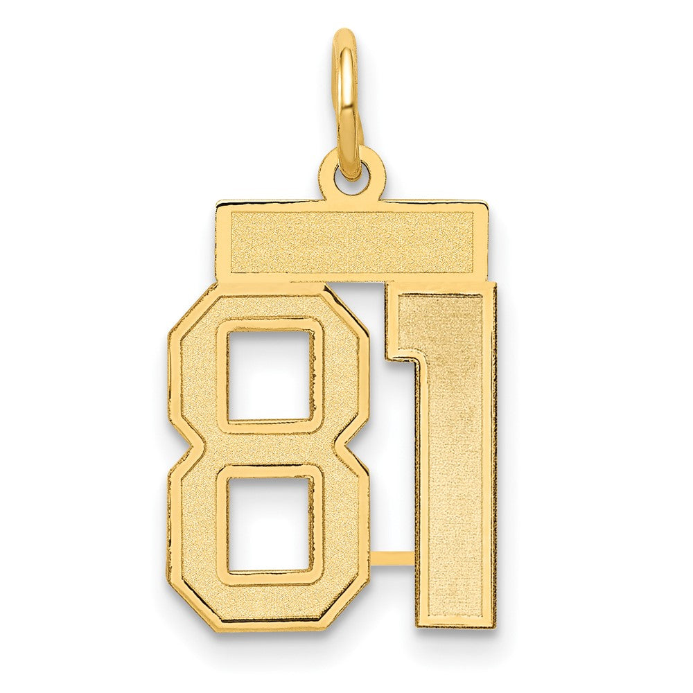 14K Gelbgold Klein Satiniert Zahl 81 Charm