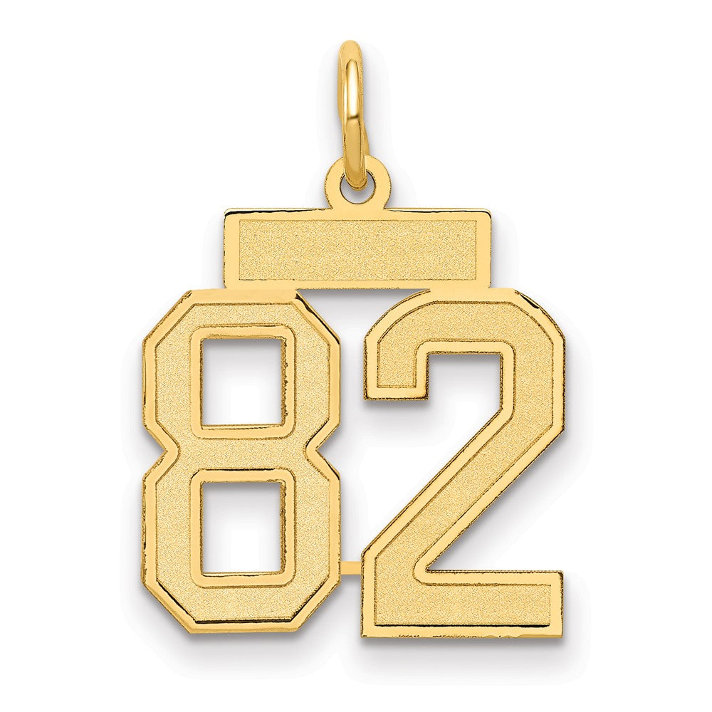 14K Gelbgold Klein Satiniert Zahl 82 Charm