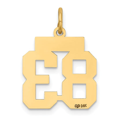 14K Gelbgold 14K Klein Satiniert Zahl 83 Charm