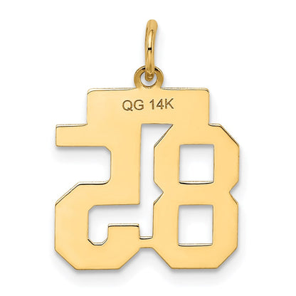 14K Gelbgold Klein Satiniert Zahl 85 Charm