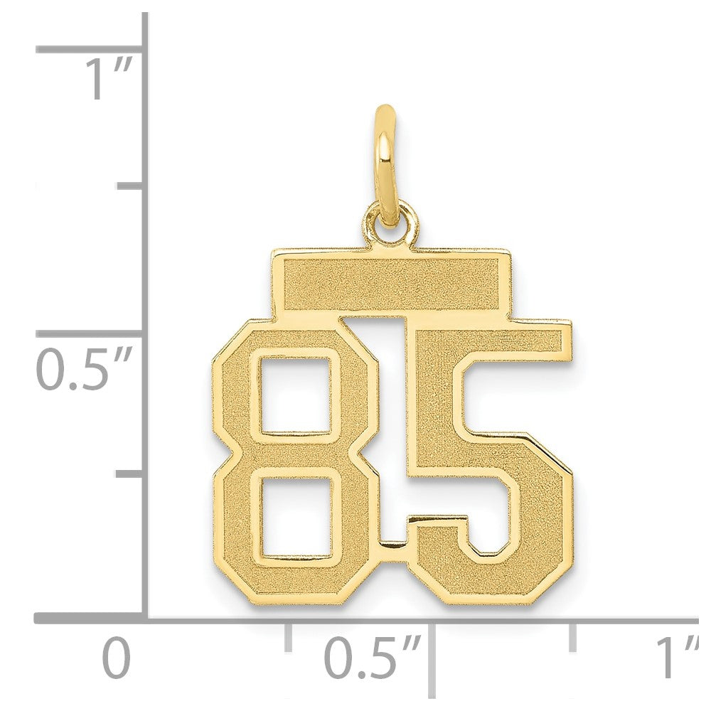 14K Gelbgold Klein Satiniert Zahl 85 Charm