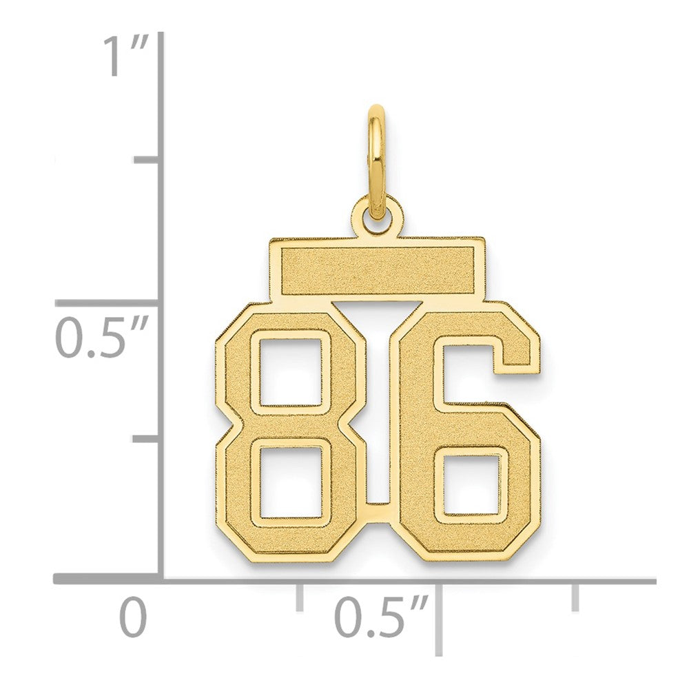 14K Gelbgold Klein Satiniert Zahl 86 Charm