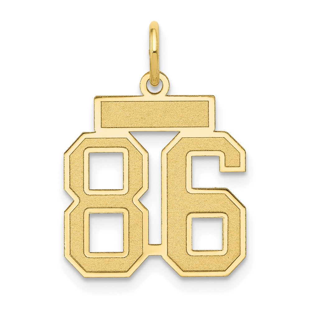 14K Gelbgold Klein Satiniert Zahl 86 Charm