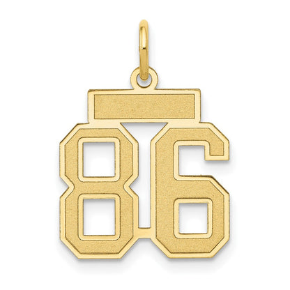 14K Gelbgold Klein Satiniert Zahl 86 Charm