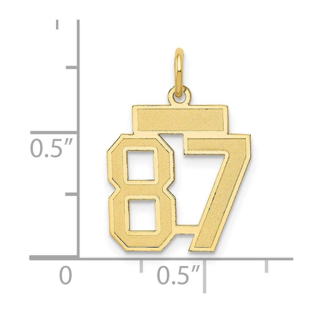 14K Gelbgold Klein Satiniert Zahl 87 Charm