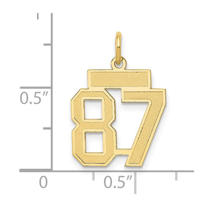 14K Gelbgold Klein Satiniert Zahl 87 Charm
