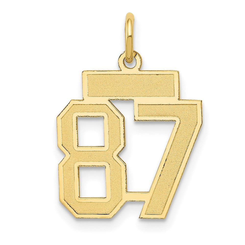 14K Gelbgold Klein Satiniert Zahl 87 Charm