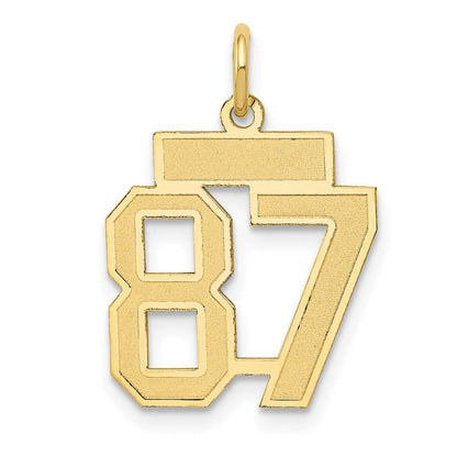 14K Gelbgold Klein Satiniert Zahl 87 Charm
