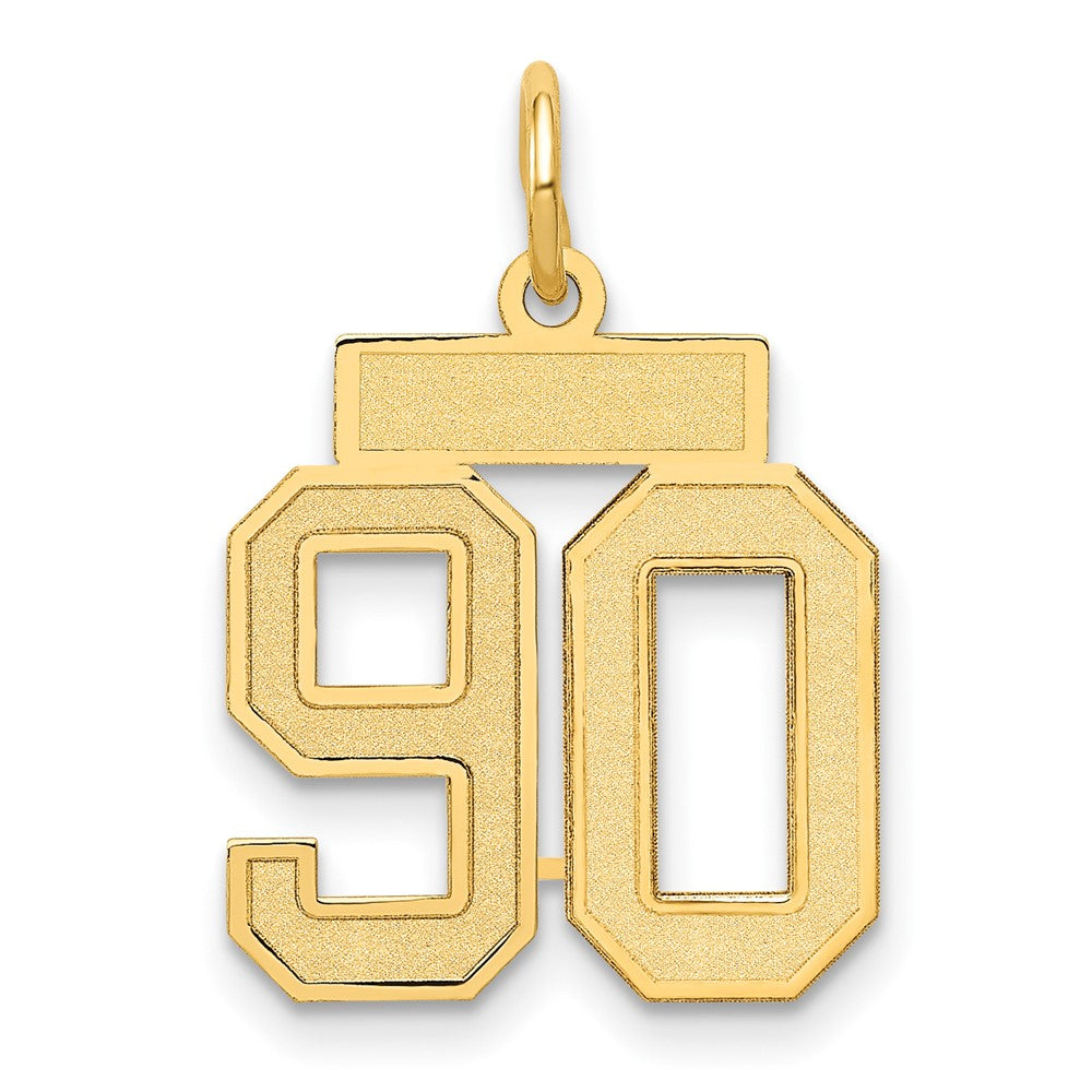 14K Gelbgold Klein Satiniert Zahl 90 Charm