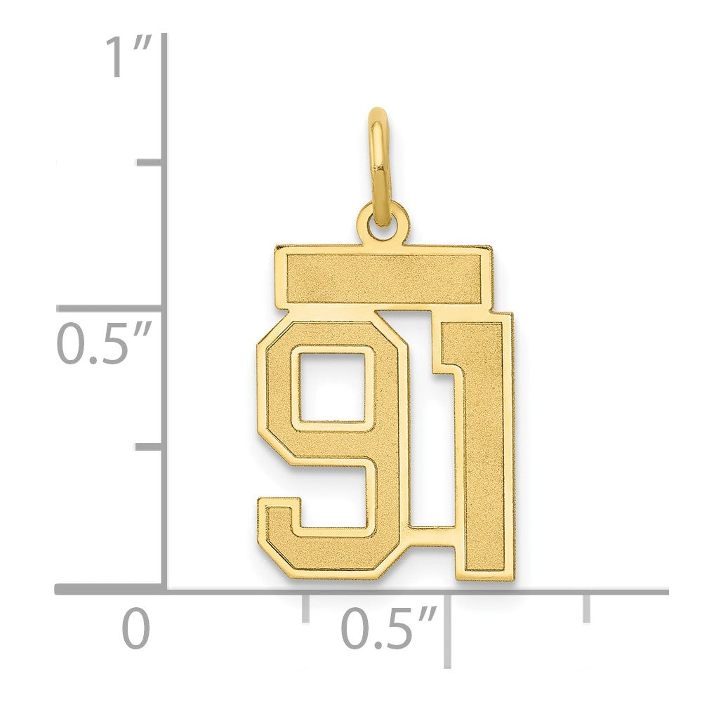14K Gelbgold 14K Klein Satiniert Zahl 91 Charm