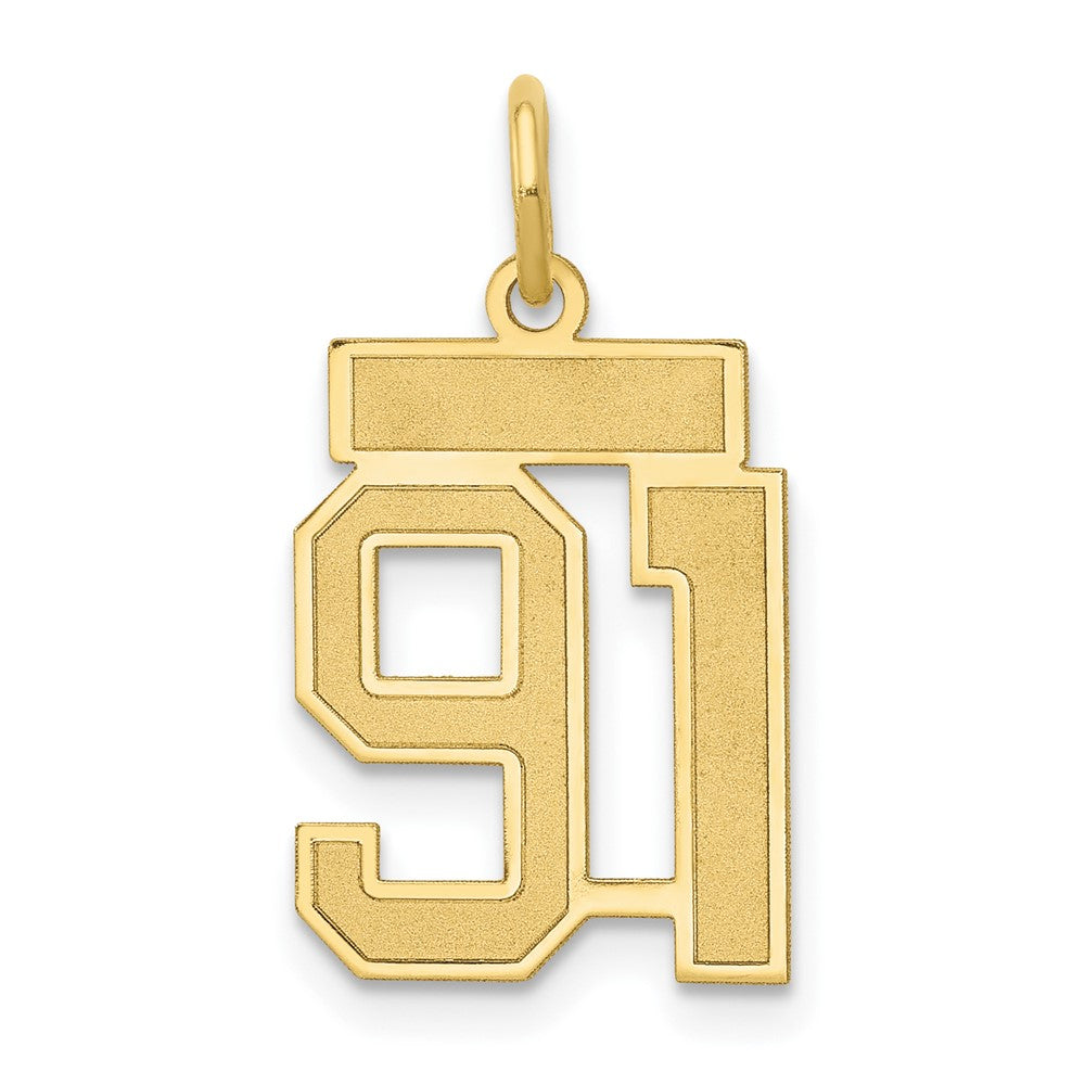 14K Gelbgold 14K Klein Satiniert Zahl 91 Charm