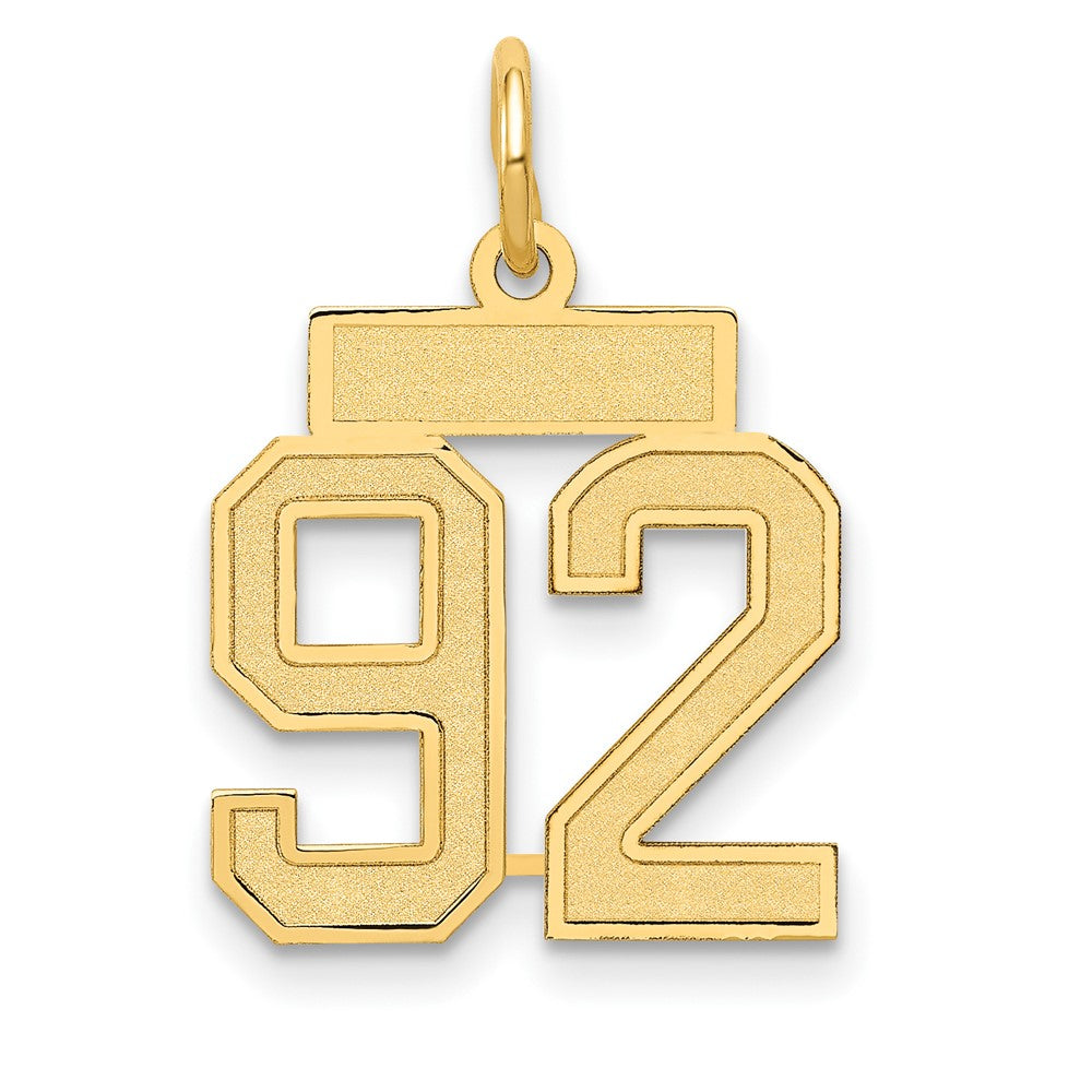 14K Gelbgold Klein Satiniert Zahl 92 Charm