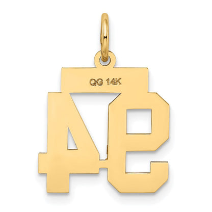 14K Gelbgold Klein Satiniert Zahl 94 Charm