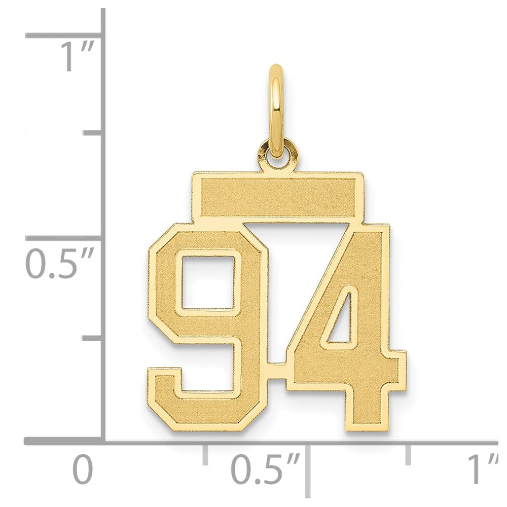 14K Gelbgold Klein Satiniert Zahl 94 Charm