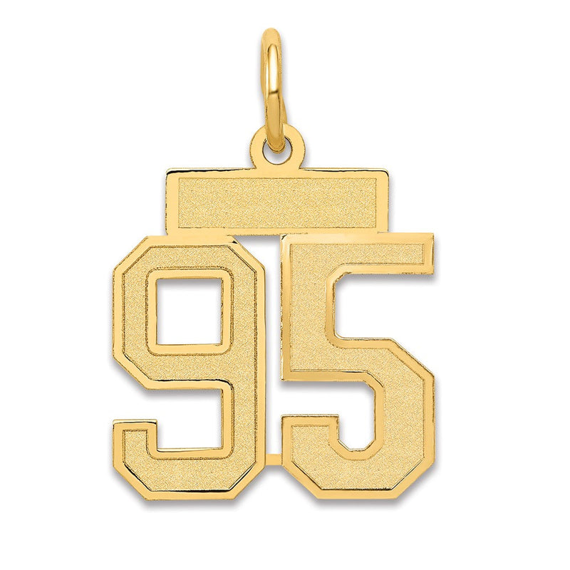 14K Gelbgold 14K Klein Satiniert Zahl 95 Charm