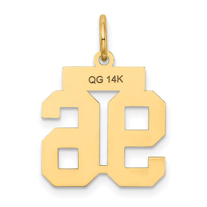 14K Gelbgold Klein Satiniert Zahl 96 Charm