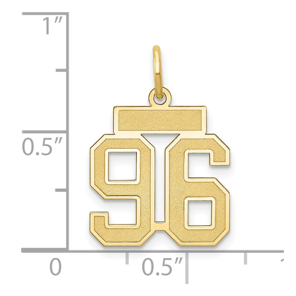 14K Gelbgold Klein Satiniert Zahl 96 Charm