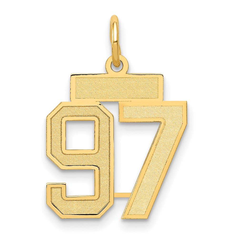14K Gelbgold 14K Klein Satiniert Zahl 97 Charm