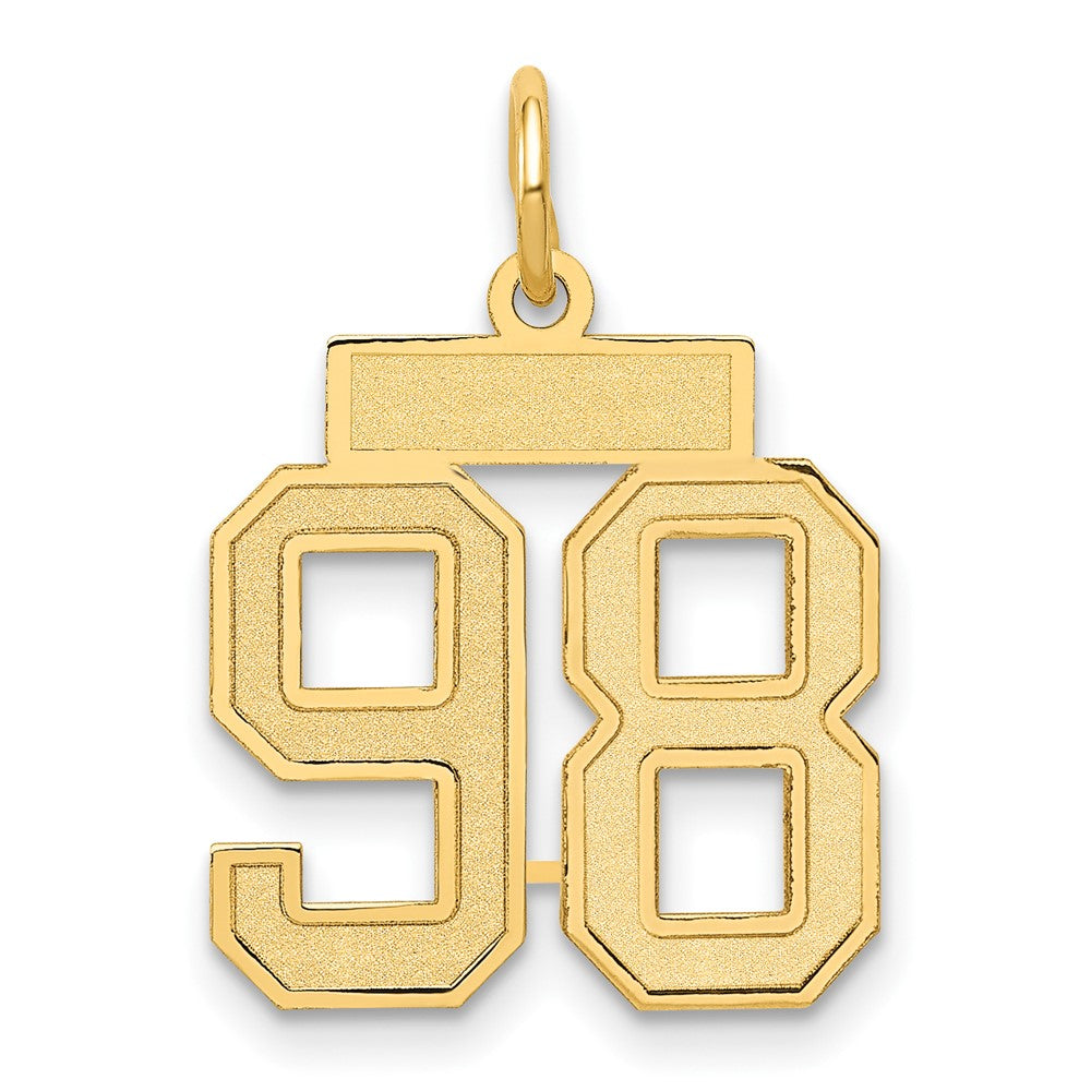 14K Gelbgold Klein Satiniert Zahl 98 Charm