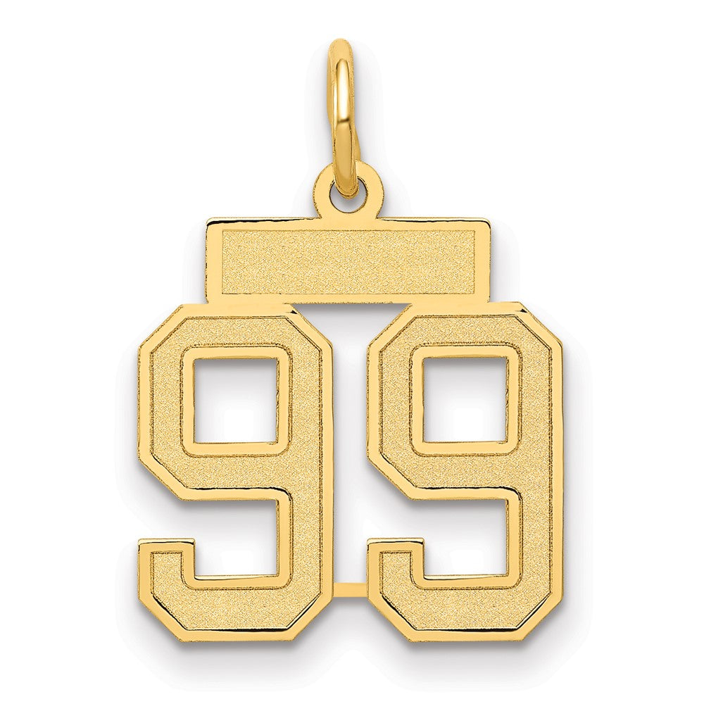 14K Gelbgold 14K Klein Satiniert Zahl 99 Charm