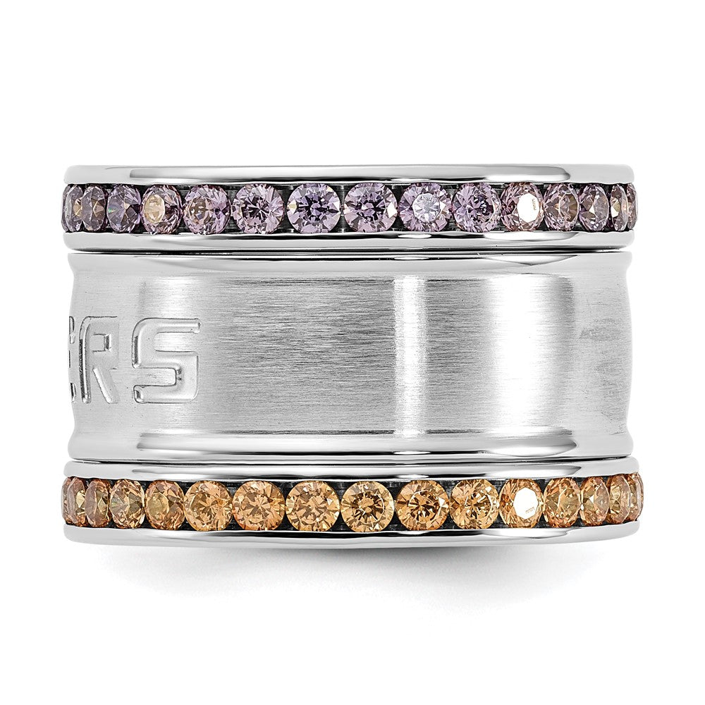 Edelstahl Collegiate Louisiana State U Kristall Stacked Ring Set (size 6 Nur)