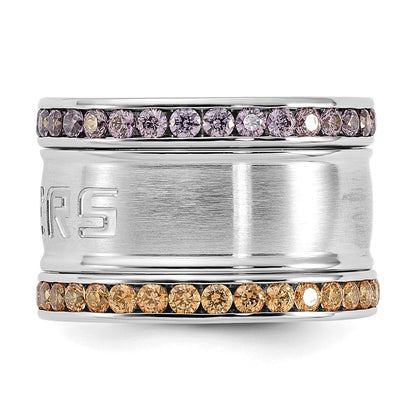 Edelstahl Collegiate Louisiana State U Kristall Stacked Ring Set (size 6 Nur)