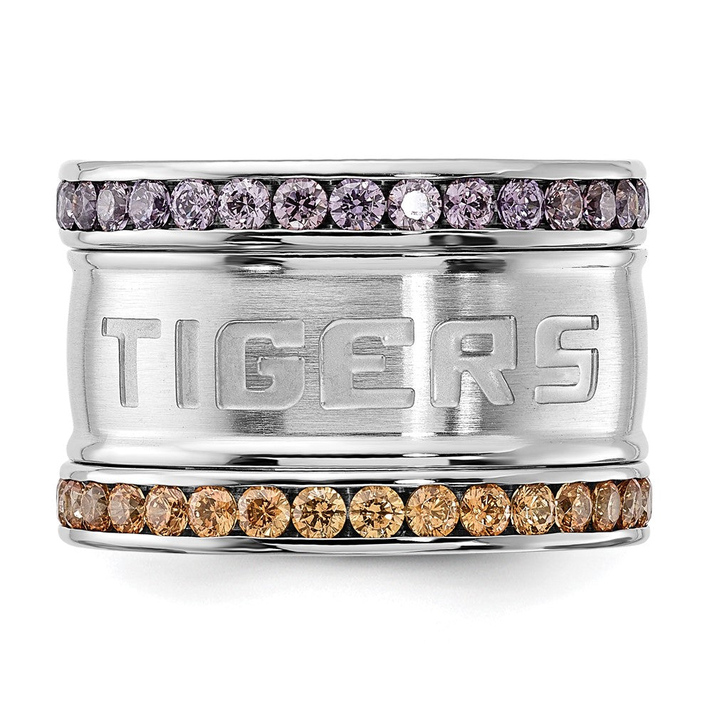 Edelstahl Collegiate Louisiana State U Kristall Stacked Ring Set (size 6 Nur)