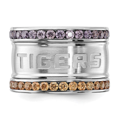 Edelstahl Collegiate Louisiana State U Kristall Stacked Ring Set (size 6 Nur)