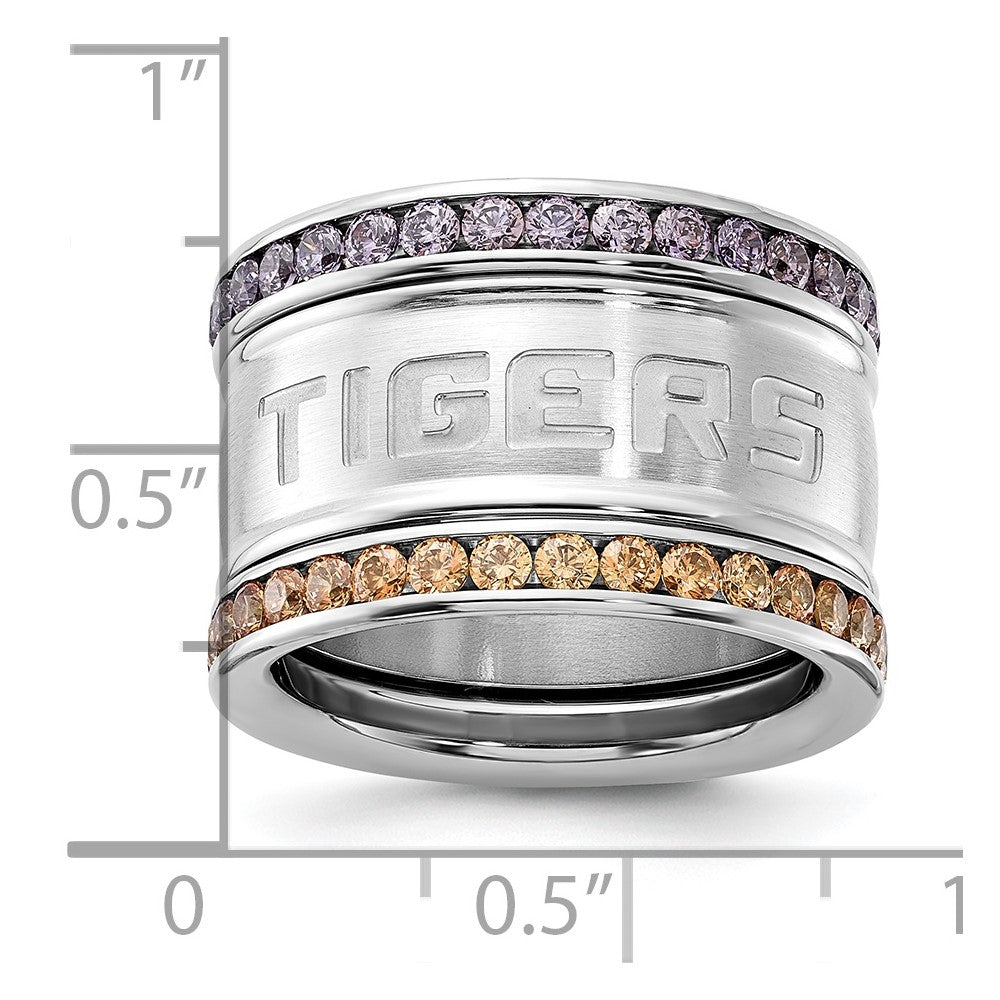 Edelstahl Collegiate Louisiana State U Kristall Stacked Ring Set (size 6 Nur)