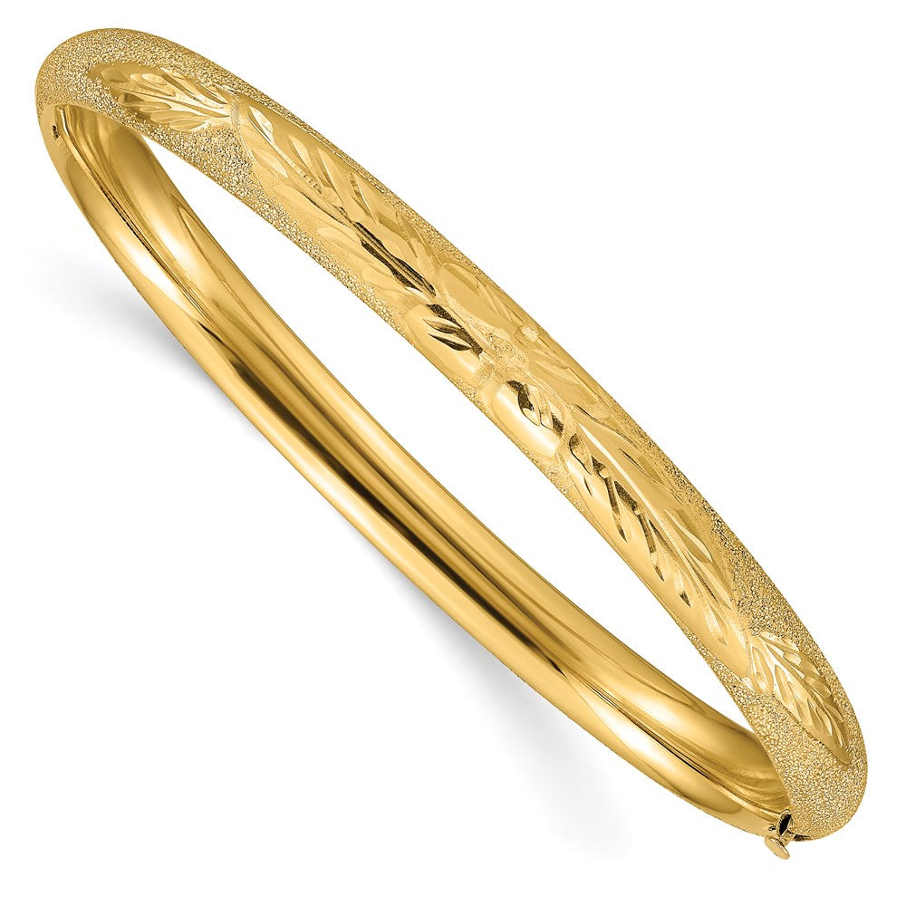 14K Gelbgold 4/16 Oversized Lasergeschnitten 6.00mm Klappbar Oval Armreif Armband