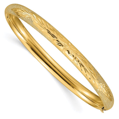 14K Gelbgold 4/16 Oversized Lasergeschnitten 6.00mm Klappbar Oval Armreif Armband