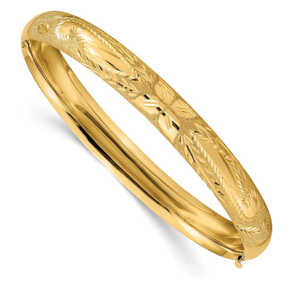 14K Gelbgold 5/16 Oversized Lasergeschnitten 8.00mm Klappbar Oval Armreif Armband