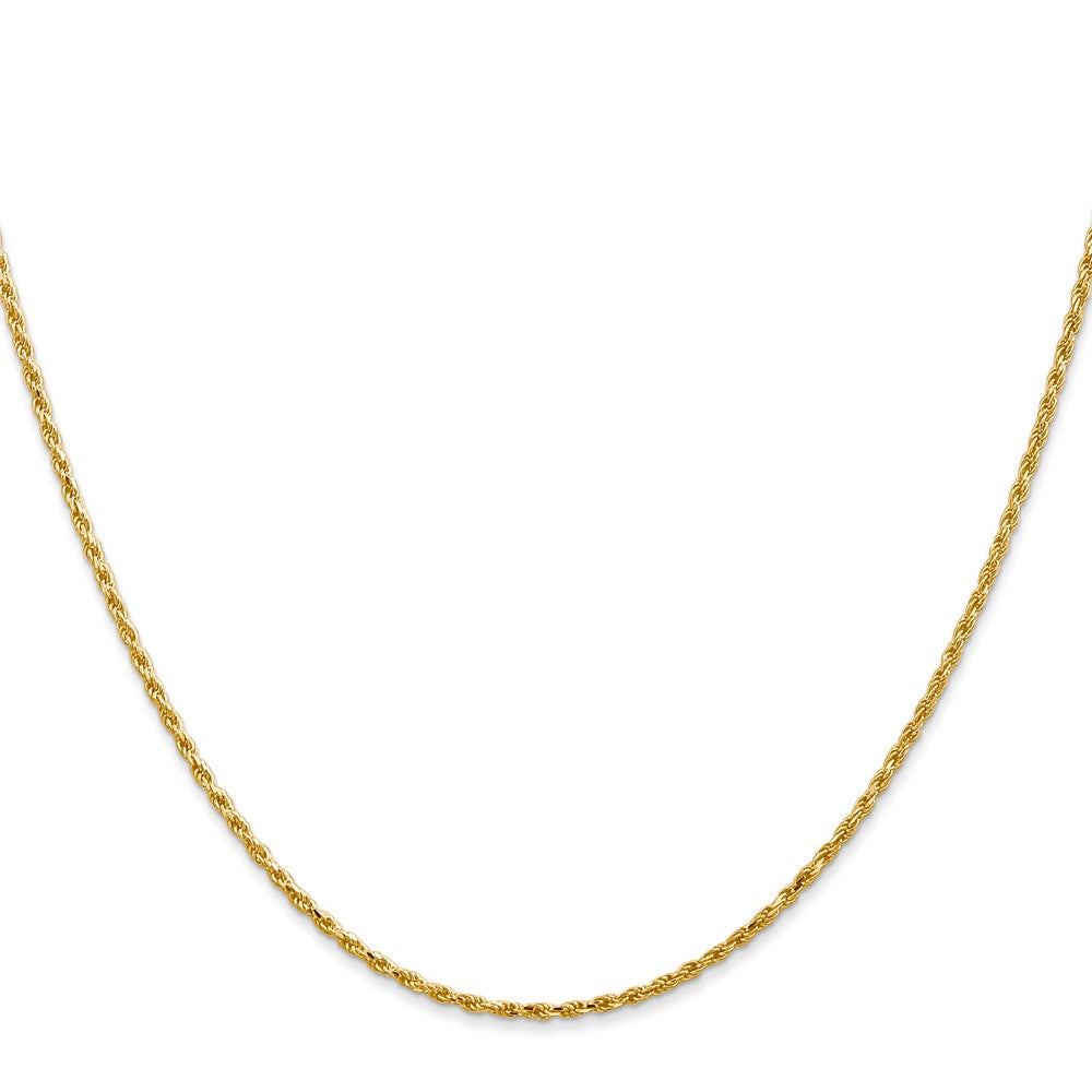 14K Gelbgold 1.3mm Diamantiert Massiv Machine Made Kordel mit Karabinerverschluss Halskette