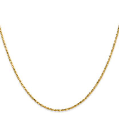 14K Gelbgold 1.3mm Diamantiert Massiv Machine Made Kordel mit Karabinerverschluss Halskette