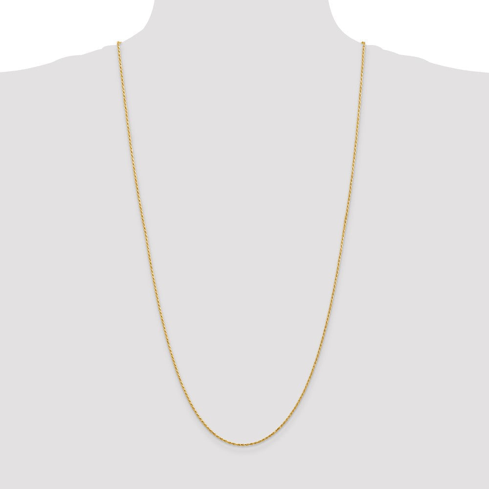 14K Gelbgold 1.3mm Diamantiert Massiv Machine Made Kordel mit Karabinerverschluss Halskette
