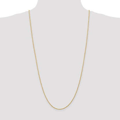 14K Gelbgold 1.3mm Diamantiert Massiv Machine Made Kordel mit Karabinerverschluss Halskette