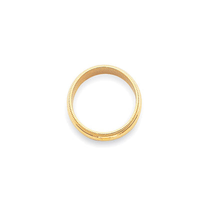 14K Gelbgold 3 mm Ehering, halbrund mit Milgrain