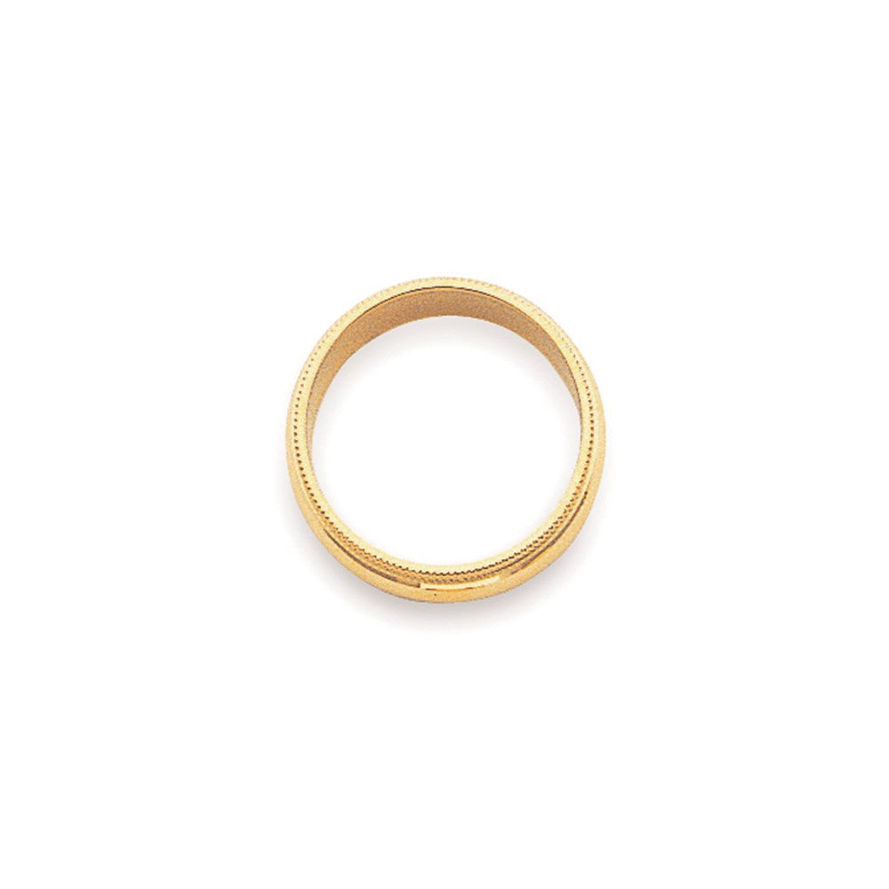 14K Gelbgold 3 mm Ehering, halbrund mit Milgrain