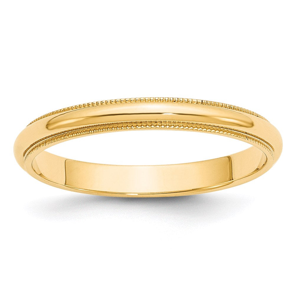 14K Gelbgold 3 mm Ehering, halbrund mit Milgrain