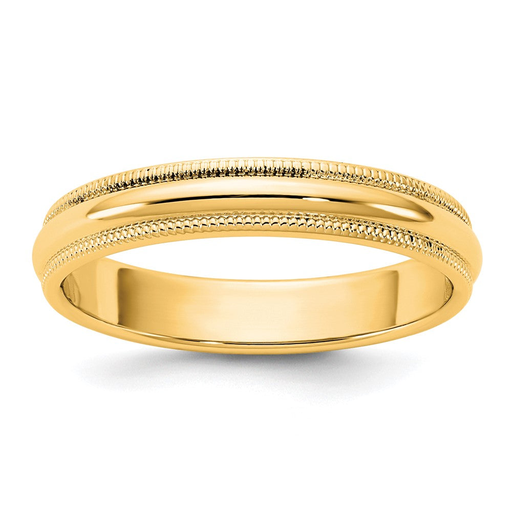 10K Gelbgold 3,5 mm Milgrain-Halbrund-Ring, Größe 10