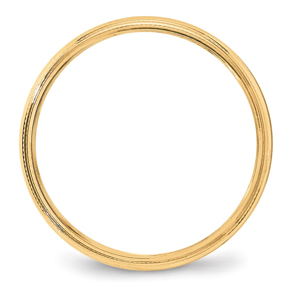 14K Gelbgold 4 mm Ehering, halbrund mit Milgrain