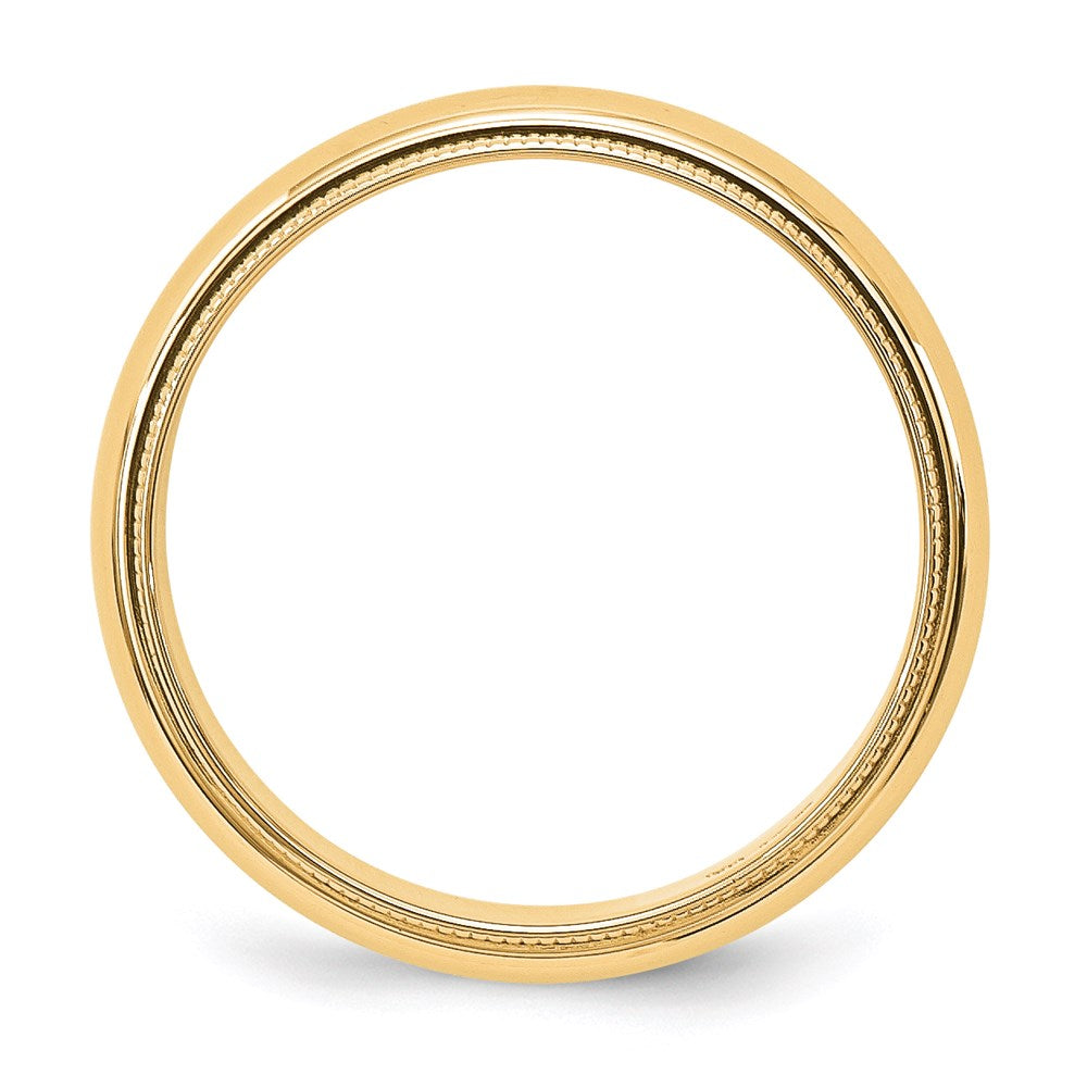 14K Gelbgold Ehering, 5 mm, halbrund, mit Milgrain