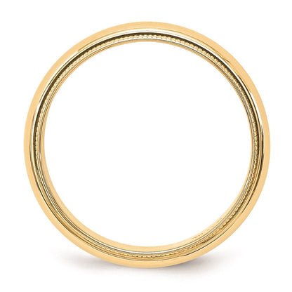 14K Gelbgold Ehering, 5 mm, halbrund, mit Milgrain