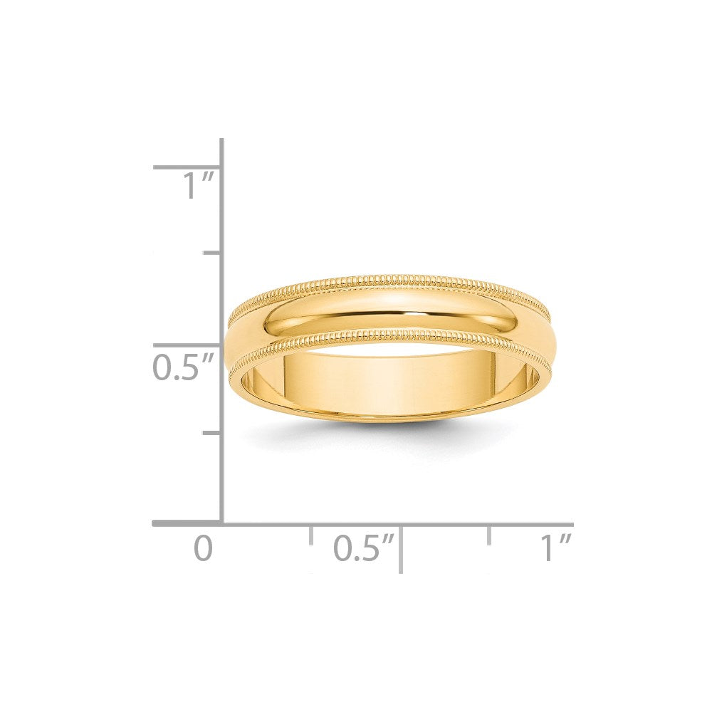 14K Gelbgold Ehering, 5 mm, halbrund, mit Milgrain